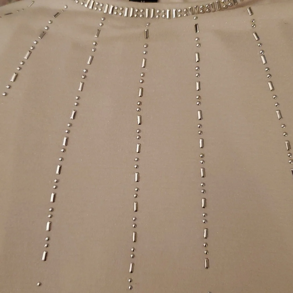 White House Black Market Champagne Dolman Blouse with Studded Detail Size M - Picture 4 of 8